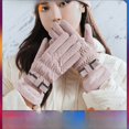 thumbnail image 2 of Guantes cálidos de invierno para mujer con boca esponjosa, guantes de pantalla táctil para conducir, ciclismo y deportes, 2 of 5