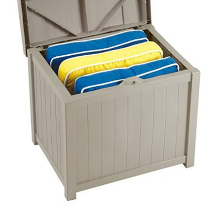 Suncast 22 Gallon Yard and Garden Stay Dry Resin Deck Box, Light Taupe | SS900
