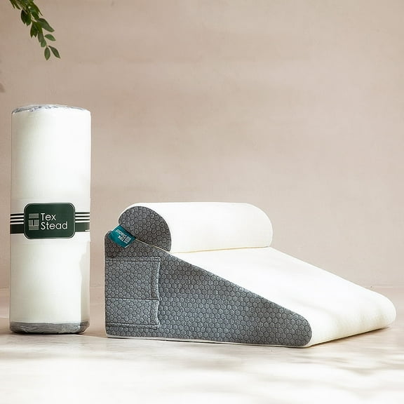 CHARRYARN Wedge Pillow with Extra Bolster, Bed Wedge Pillow for Sleep Apnea, Acid Reflux Relief, Back Pain, After Surgery, 30 Degree Wedge Pillow for Sleeping Foam Wedge Cushion for Headboard, Gray