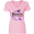 thumbnail image 3 of Inktastic Fibromyalgia Awareness butterfly ribbon Women's V-Neck T-Shirt, 3 of 5
