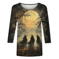 thumbnail image 4 of Drses‌‌ ‌‌‌‌‌‌‌‌‌‌Women's Halloween Witch Pumpkin Tee - 3/4 Sleeve Crew Neck Graphic T-Shirt for Spooky Season, 4 of 5