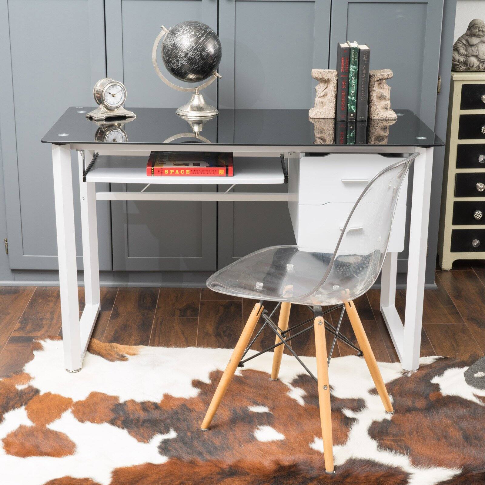 Suave Black Tempered Glass Computer Desk