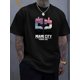 thumbnail image 1 of Miami City Creative Print Men's Casual T-Shirt, Summer Fashion Crew Neck Short Sleeve Top, Modern Streetwear Style For Men Tee For Adult, Men, Women, Teen, Teenager, Adolescent,Youth, 1 of 7
