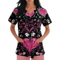 thumbnail image 3 of Garbnen Love Heart Pattern Valentines Day Scrubs for Women Short Sleeve V Neck Stretch Scrubs for Women with Pocket Work Shirts Women Plus Size S-5XL, 3 of 5