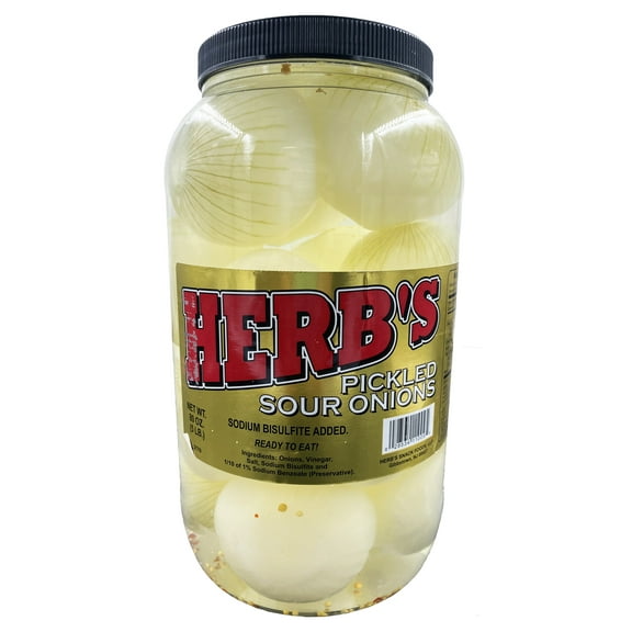 Herb's Pickled Sour Onions | 1 Gallon Jar - 80oz Net Wt | Ready To Eat