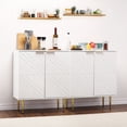 thumbnail image 4 of Eastvita White Modern Accent Storage Cabinet with 2 Decorative Embossed Pattern Doors/Inner Shelf for Living Room/Entryway//Kitchen, 4 of 6