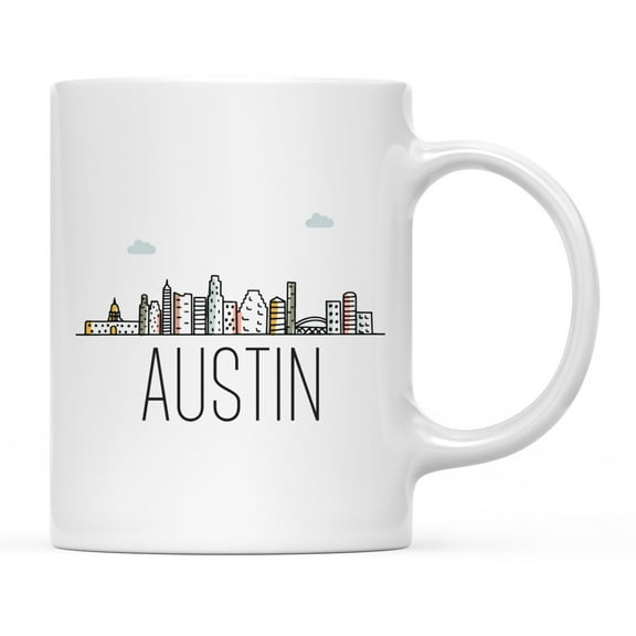 Koyal Wholesale Colorful City Skyline Graphic Ceramic Coffee Mug, Austin