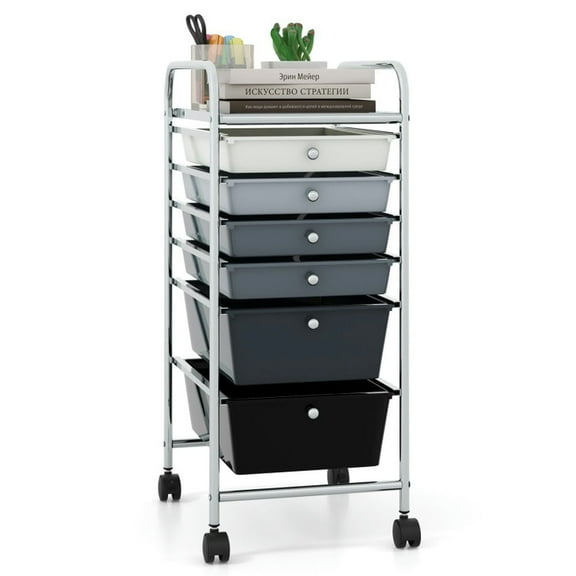 Barara King File Cabinet, Filing Cabinet Organizer,6 Drawers Rolling Storage Cart Organizer-Mixed Black