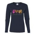 thumbnail image 3 of Peace Love Baseball Sports Womens Graphic Long Sleeve T-Shirt, Navy, XX-Large, 3 of 5
