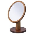 thumbnail image 1 of HomeRoots 420746 Brown & Walnut Finish Round Vanity Mirror on Pedestal, 1 of 3