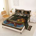 thumbnail image 2 of Feelyou Retro Folk Cabin Camping Bed Sheets for Men Boys, Woodland Mountain Lake Paddle King Sheets, Brown, 4-Piece, 2 of 5