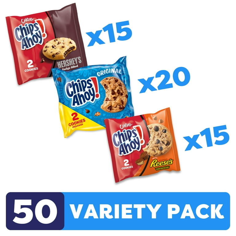 CHIPS AHOY! Cookie Variety Pack, 3 Flavors, 50 Snack Packs (2