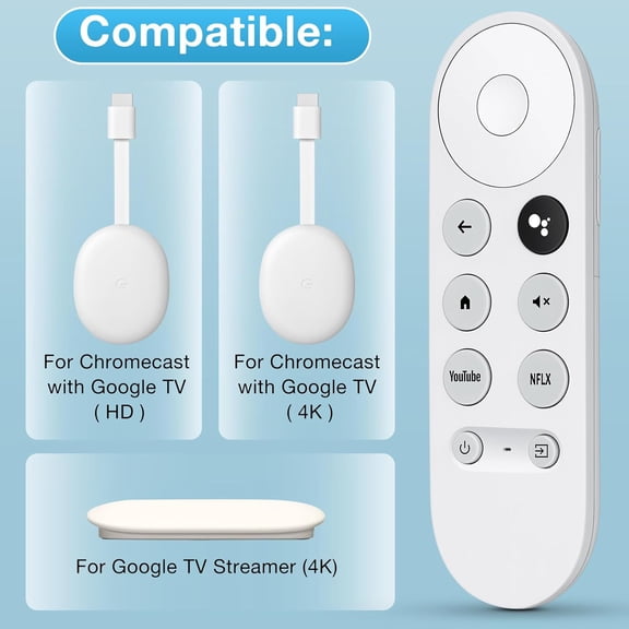 PYYAN-Replacement for Google-Chromecast-Remote, for Chromecast with Google TV Remote 4K/HD & Google TV Streamer 4K(Only for Snow Chromecast Google)