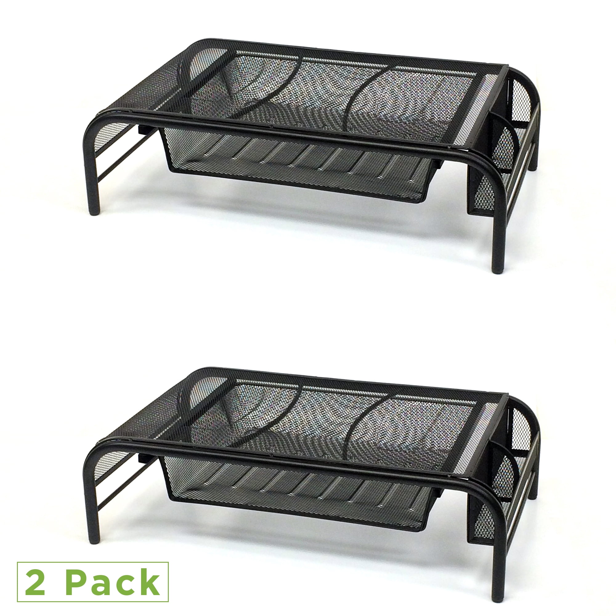 Mind Reader Metal Mesh Monitor Stand and Desk Organizer with Drawer