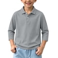thumbnail image 3 of Crunowin Boys And Girls School Uniform Polo Collar Shirt Spring Fall Quick-Dry Kids Casual Tops Gray Size 5, 3 of 9
