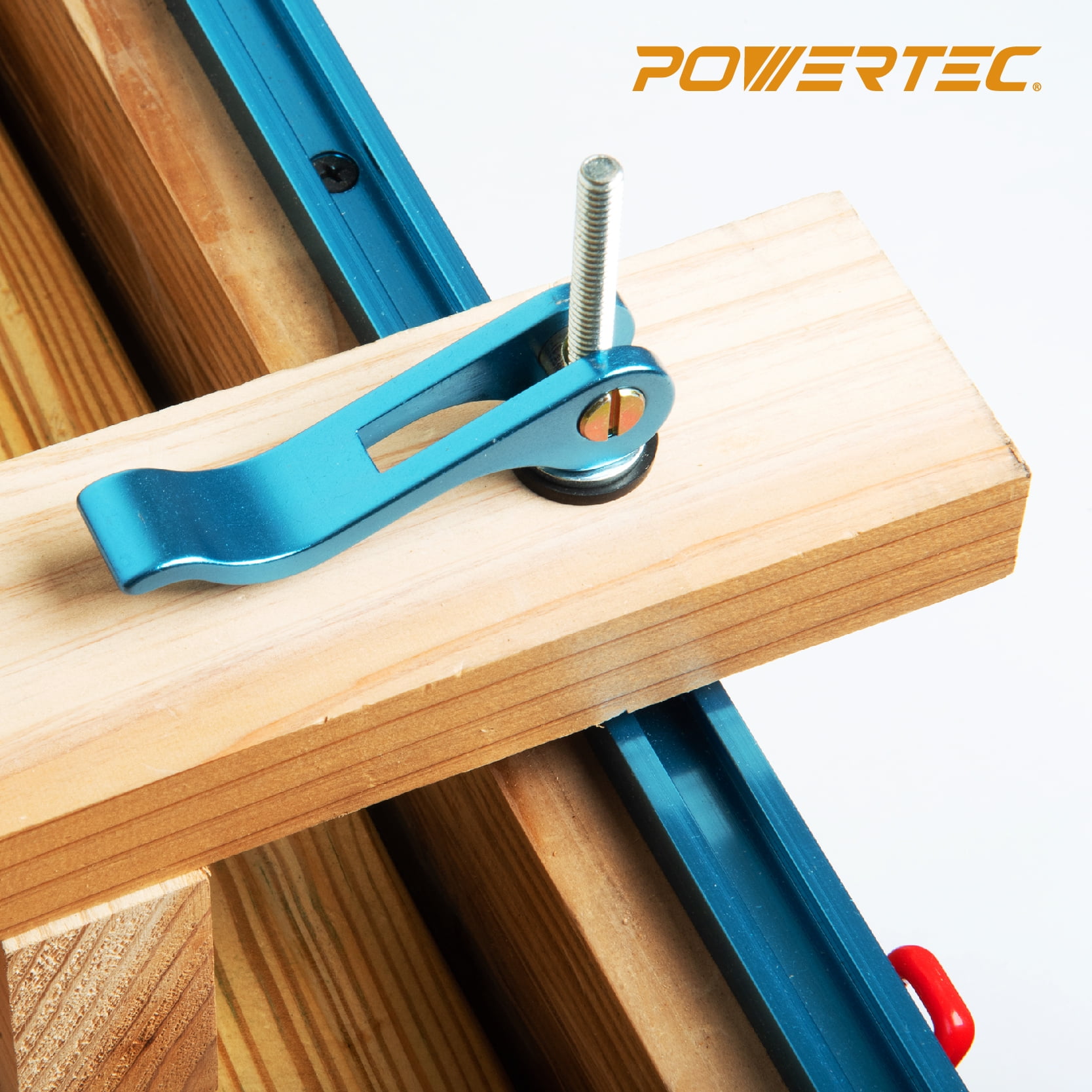 POWERTEC 4PK Aluminum Cam Clamp for Woodworking, 5/16"-18 Threaded Insert, 71502