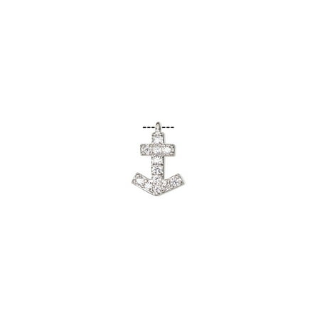 

1 PC-Charm cubic zirconia and silver-finished brass clear 9x7mm single-sided anchor. Sold individually.