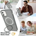 thumbnail image 4 of Magnetic Matte Phone Case with Ring Kickstand for iPhone 15 Pro (6.1"), Compatible with MagSafe and Magnetic Car Mount/Power Bank, Anti-Scratch, Protective Translucent Back Cover, Gray, 4 of 6