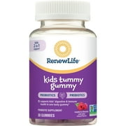 Renew Life Kids Tummy Gummy with Prebiotics and Probiotics ,Unisex, Raspberry, 30 Count