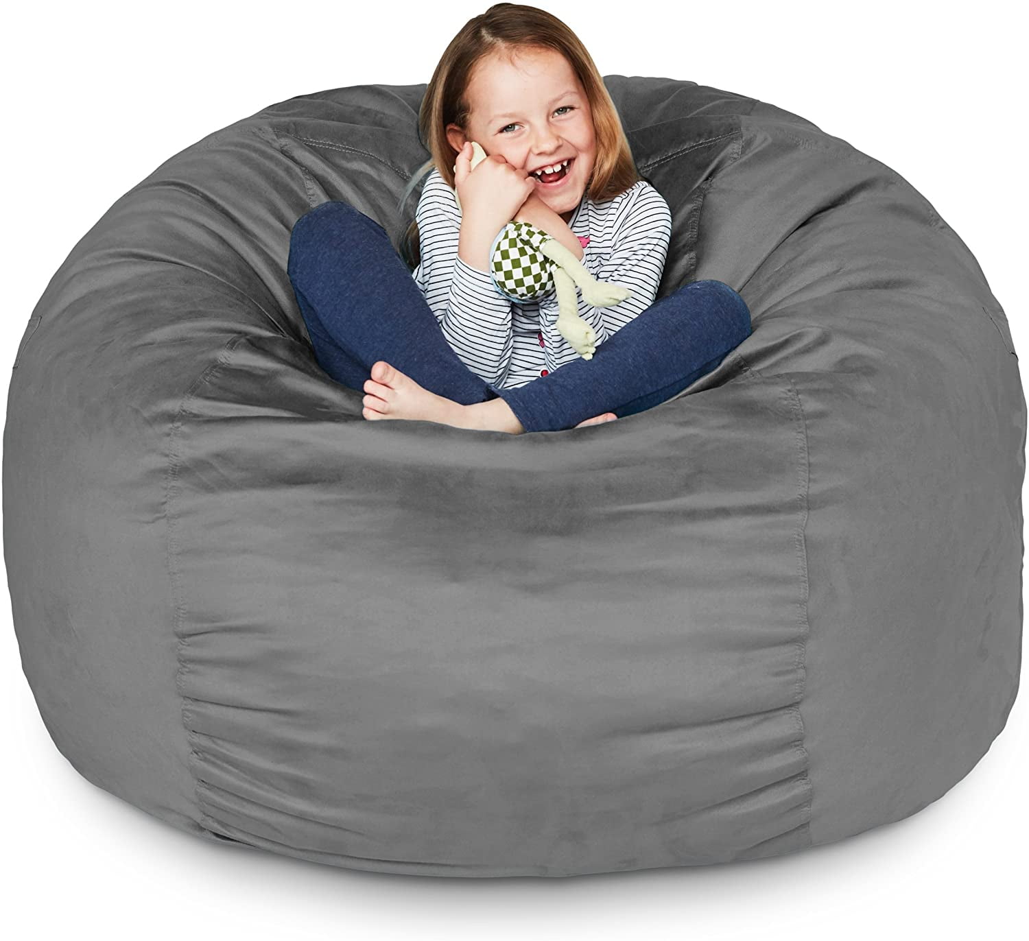 Lumaland Luxury 3-Foot Bean Bag Chair with Microsuede Cover Navy Blue,  Machine Washable Big Size Sofa and Giant Lounger Furniture for Kids, Teens  and Adults : : Home
