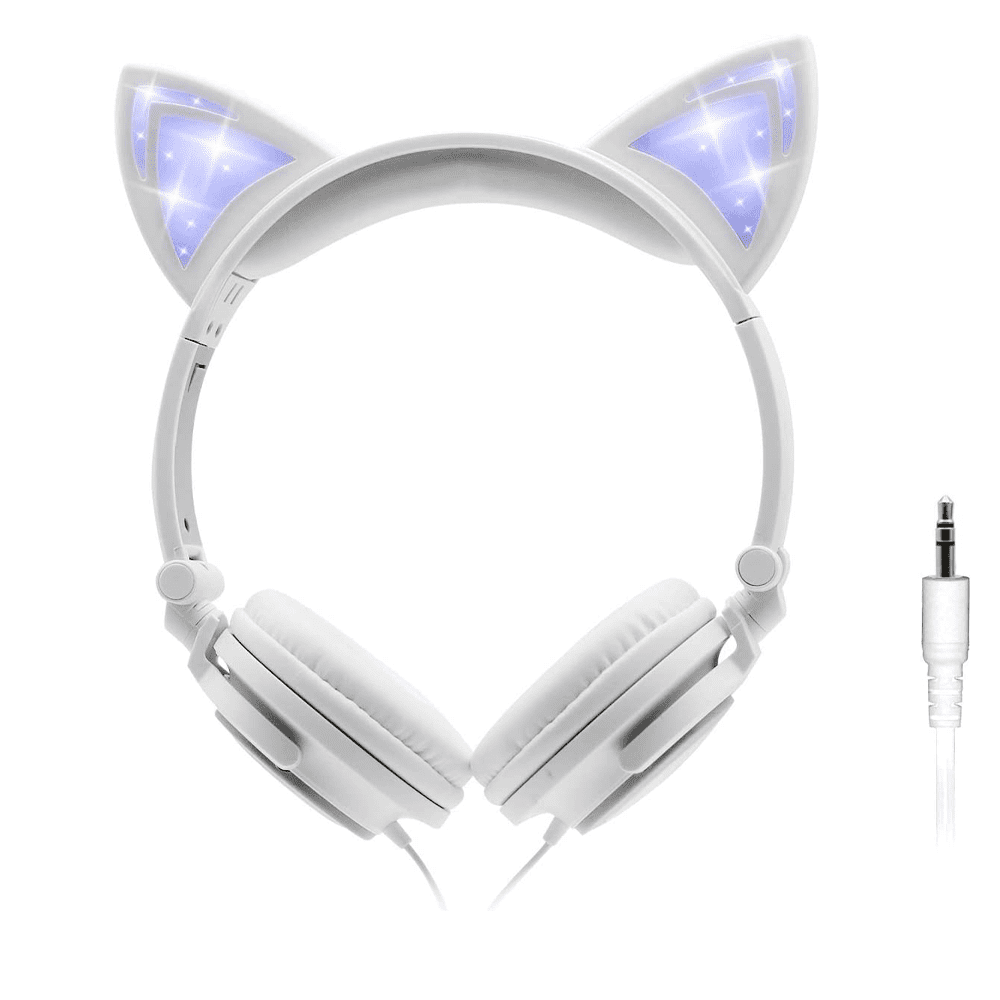 CAT★ Kole Imports AB843-8 Hype Cat Ear LED Headphones with Mic - Blue