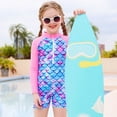 thumbnail image 3 of Jurebecia Girls Swimming One Piece Swimsuits for Toddler Long Sleeve Mermaid Scales Swimwear UPF 50 Sun Protection with Zipper 130 cm 7-8 Years, 3 of 13