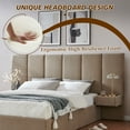 thumbnail image 4 of Queen Size Upholstered Platform Bed Frame with Lift up Storage, Velvet Headboard & Built-in Nightstands, No Box Spring Needed, Brown, 4 of 11