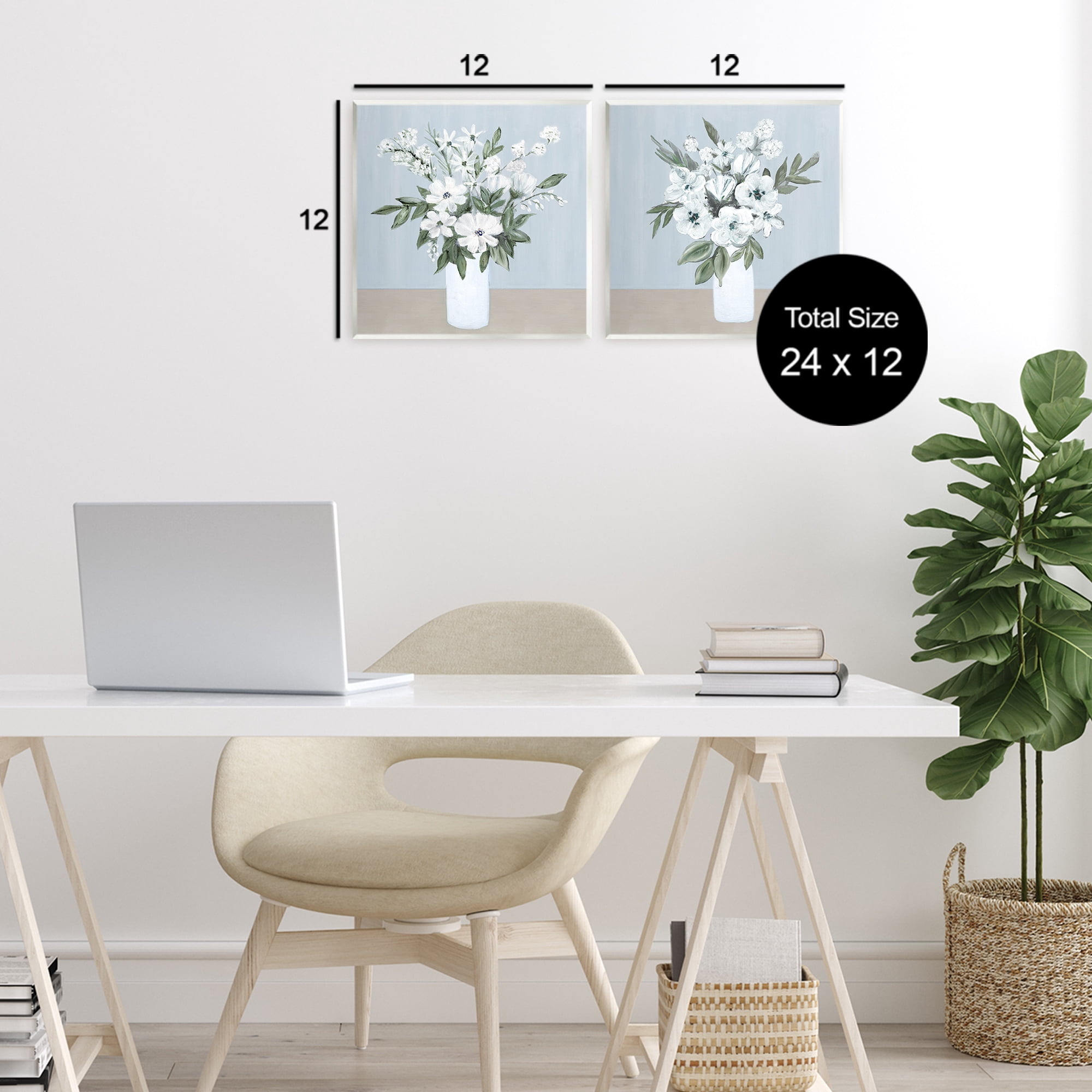 Stupell Industries Mixed White Blossoms 2 Piece Wall Plaque Art Set, design by Marilyn Dunlap