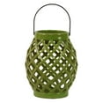 thumbnail image 2 of Bellied Round Lantern with Diagonal Cutout Design - White - Benzara, 2 of 2