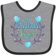 thumbnail image 3 of Inktastic My Pawpaw Loves Me with Flowers and Hearts Boys or Girls Baby Bib, 3 of 4