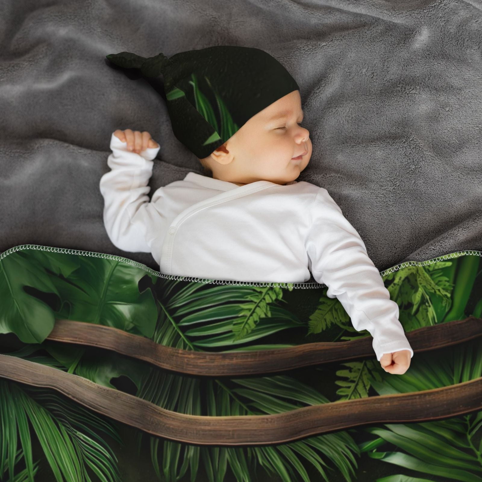 Naloa Framed Greenery Wall Art Baby Newborn Receiving Blanket with Matching Headband and Beanie Set Baby Swaddle Nursery Swaddle Wrap