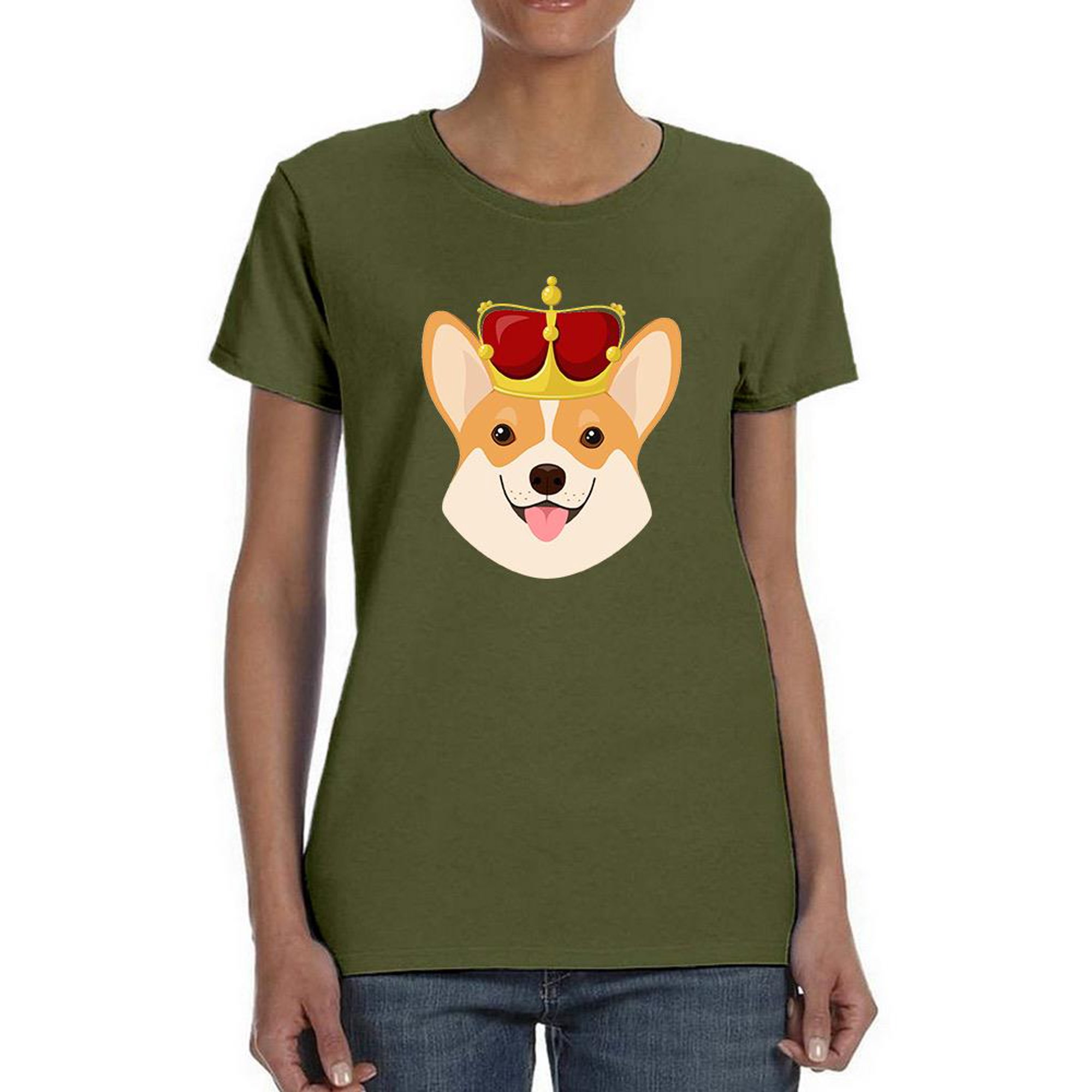 Royal Corgi W Crown T-Shirt Women -Image by Shutterstock Female 4X-Large