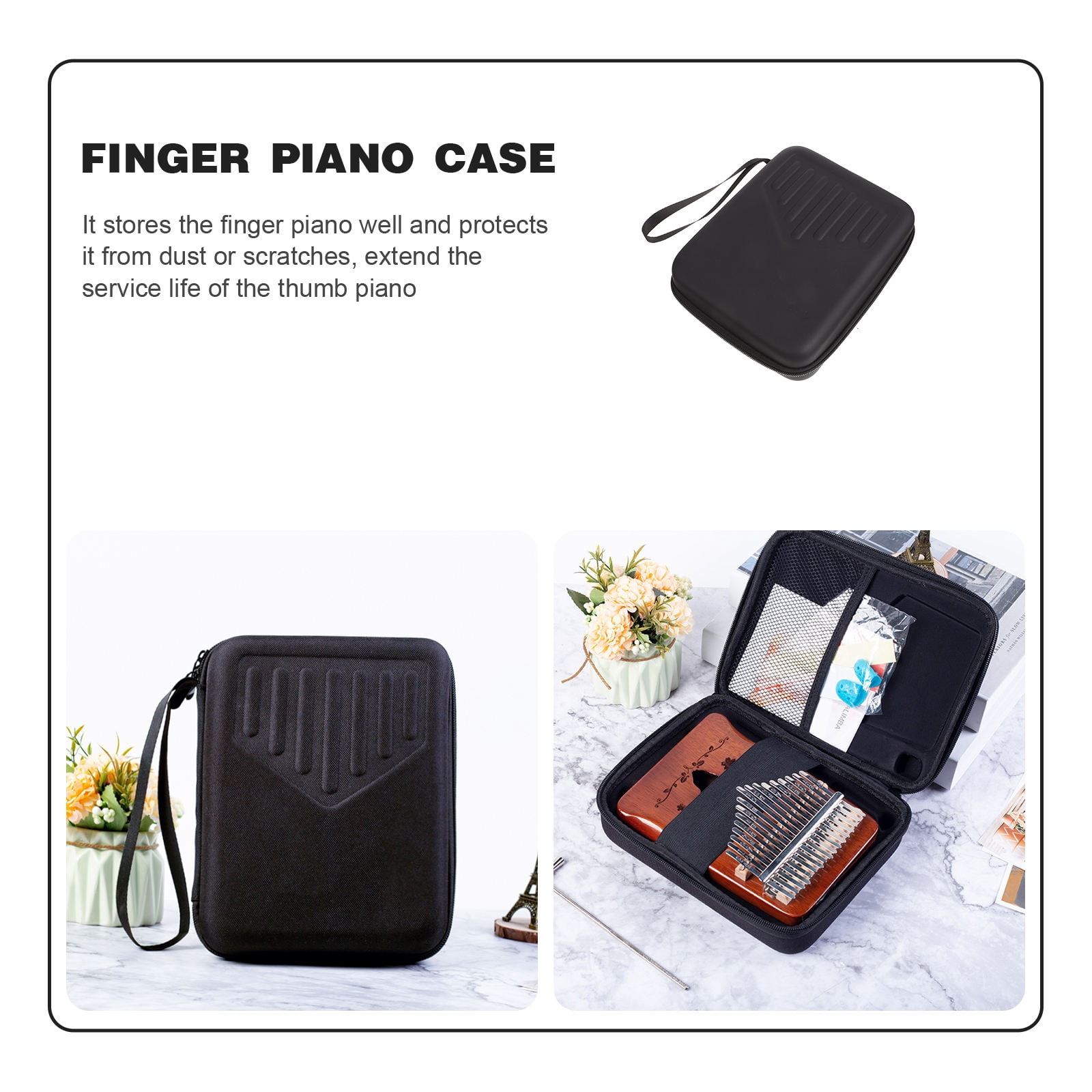 UPOUART 1Set Kalimba Pouch for Thumb Piano with Dustproof and Scratch-resistant Features in Black EVA