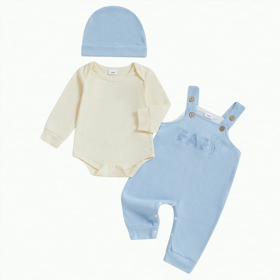 HCNTES Baby Boy Clothes Fall Winter Outfits Long Sleeve Striped Romper Cute Cartoon Jeans Overalls Pants Set(0-3 Months,b10-Light Yellow)