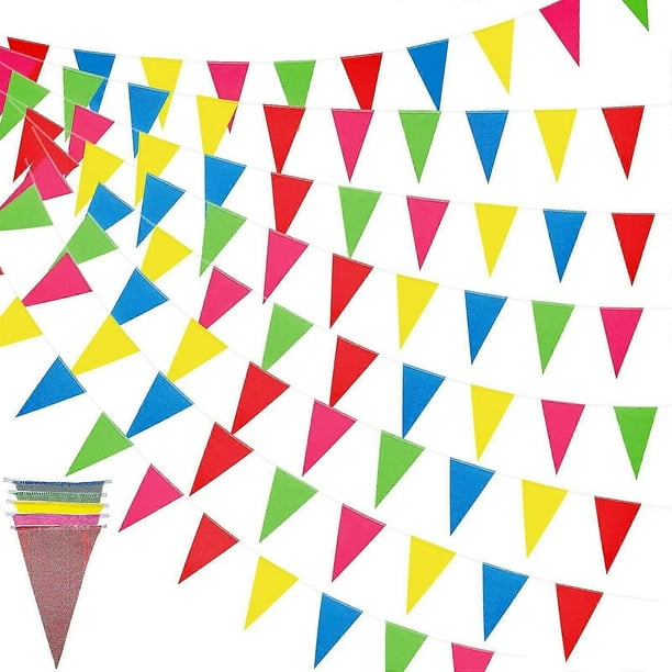 300 Pcs Colorful Pennant Banner Flag Multicolor Rainbow Pennant Banner Triangle Flag Bunting For Party Celebrations Festival Wedding Decoration