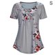 thumbnail image 2 of Sonducket Blusa Estampada Elegante Blusa Manga Corta Cuello Top Prendas para la parte del cuerpo Gris S, 2 of 6
