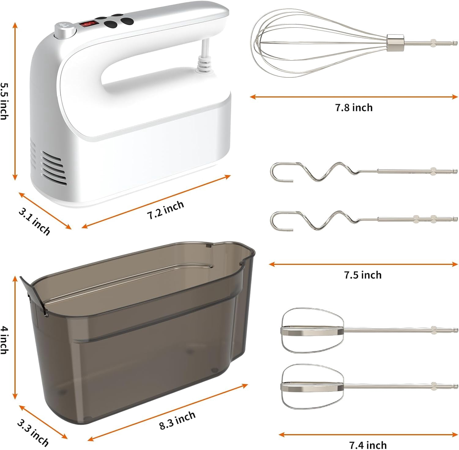 Electric Hand Mixer with Digital Display 9 Speeds 400W Quiet Motor for Baking