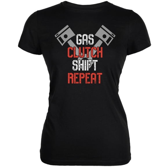 Gas Clutch Shift Repeat Black Juniors Soft T-Shirt - 2X-Large