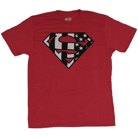 Superman (DC Comics) Mens T-Shirt - Classic Logo B & W Americana Logo (Medium)