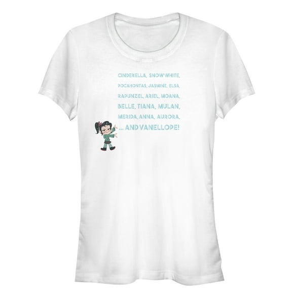Junior's Ralph Breaks the Internet Princess List Graphic Tee White X Large