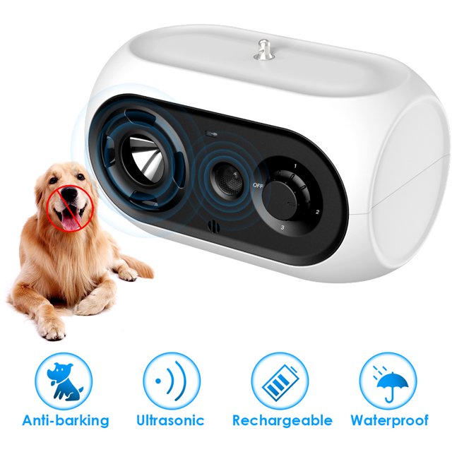 Dispositivo antiladridos para perros, dispositivos de control de ladridos de perros con 4 niveles ajustables para 50 pies efectivos sin ladridos de perros, disuasorio sónico de ladridos para