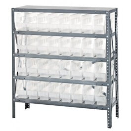 Quantum Storage 1239-201CL 5 Shelf Open Unit With 32 Bins Clear