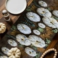 thumbnail image 2 of ERUNPONLY White Pumpkins Fall Table Runner - 60 Inch Long Thanksgiving Botanical Autumn Leaves Cotton and Linen Blended Dress Scarves Farmhouse Table Runner for Kitchen Dining, Coffee Table, 13"x60", 2 of 8