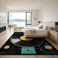thumbnail image 3 of ODIKA 9'x12' Washable Area Rug Non-Shedding, Easy Care Vintage Turntable Record With Golden Center Label Soundwave Design for Master Suite, California King, Under Bed, 3 of 7