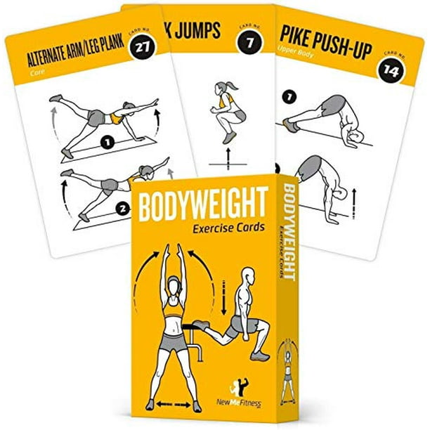 NewMe Fitness Bodyweight Workout Cards - Instructional Fitness Deck for  Women & Men, Beginner Fitness Guide to Training Exercises at Home or Gym  (Bodyweight, Vol 1) - Walmart.com