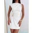 thumbnail image 4 of Women's Ruched Mini Dress Sleeveless Going Out Formal Party Bodycon Sun Dresses White XXL, 4 of 6