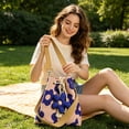 thumbnail image 4 of AZXY Womens Floral Drawstring Canvas Tote Bag Large Crossbody Shoulder Handbag, Convertible Purse with Bag Charm, Anti Theft Travel Bag for Work Beach Gym Lunch Makeup Shopping Outdoor Daily Storage, 4 of 8