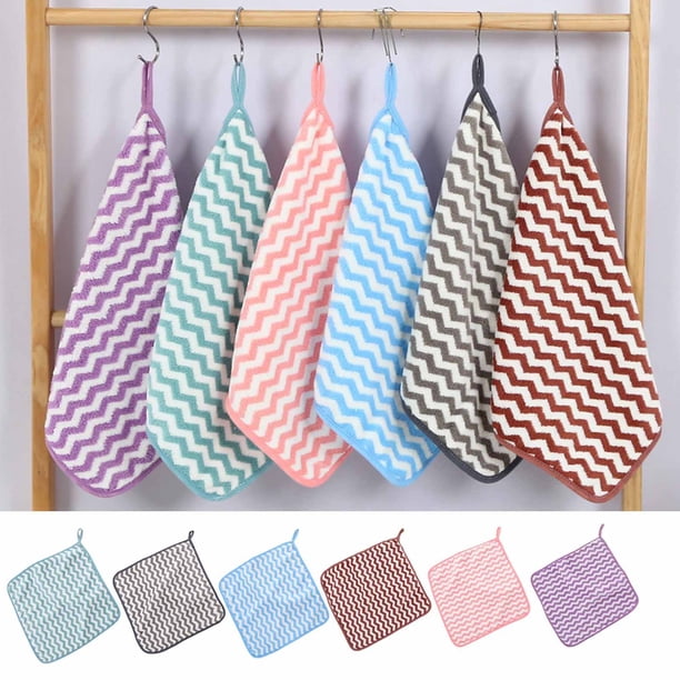 Paños de cocina de microfibra pack de 5 con ganchos - Paños de cocina corrugados engrosados, 30x30cm, gris y marrón