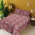 thumbnail image 2 of Ambesonne Floral Fitted & Flat Sheet with Shams 4 Pcs Set, Dark Red Orchids Repeating, Calking, Pale Fuchsia and Sage Green, 2 of 5