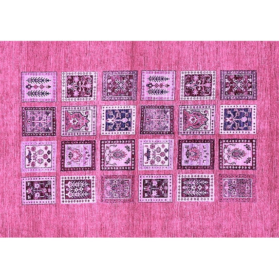 Ahgly Company Indoor Rectangle Abstract Purple Modern Area Rugs, 2' x 3'